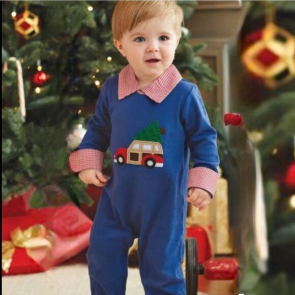 Mudpie Romper- One Piece Holiday Car - Picture 1 of 7